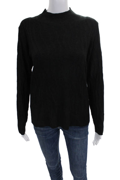 Renuar Women Pullover Sweater Black Mock Neck Long Sleeve Size L