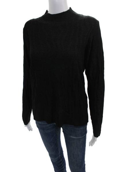 Renuar Women Pullover Sweater Black Mock Neck Long Sleeve Size L