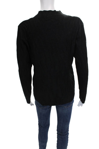 Renuar Women Pullover Sweater Black Mock Neck Long Sleeve Size L
