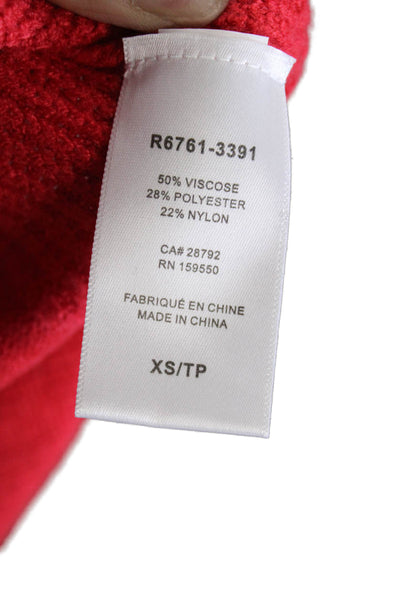 Renuar Women Pullover Sweater Red V-Neck Long Sleeve Viscose Size XS