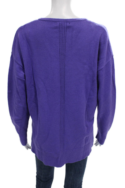 Renuar Women V-Neck Pullover Sweater Purple Long Sleeve Viscose Size M
