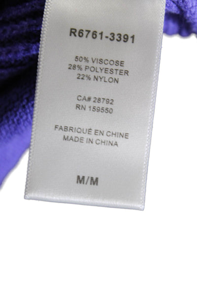 Renuar Women V-Neck Pullover Sweater Purple Long Sleeve Viscose Size M