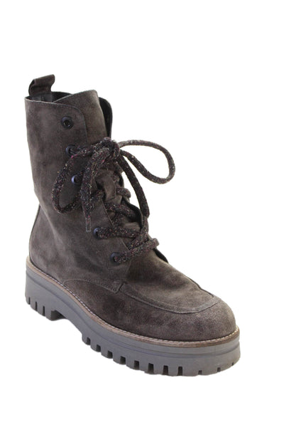 275 Central Womens Suede Lace Up Front Ankle Boots Gray Size 38 8