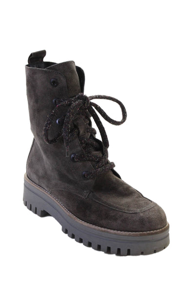 275 Central Womens Suede Lace Up Front Ankle Boots Gray Size 38 8