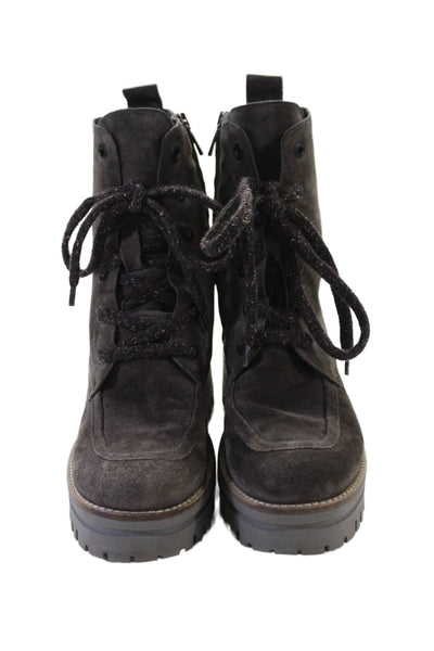 275 Central Womens Suede Lace Up Front Ankle Boots Gray Size 38 8