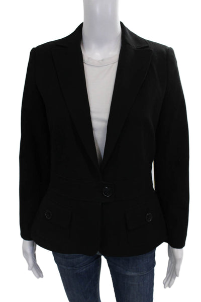 Max Studio Women Blazer Black Button Polyester Long Sleeve Size 6P