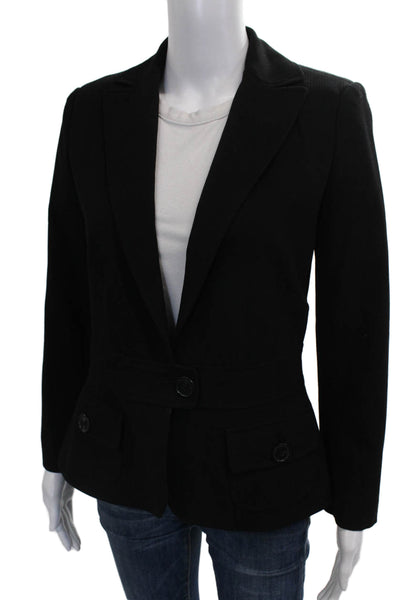 Max Studio Women Blazer Black Button Polyester Long Sleeve Size 6P