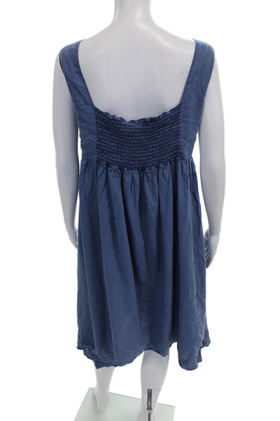 Sundance Women Sundress Blue Tencel Paisley Scoop Neck Midi Sleeveless Size L