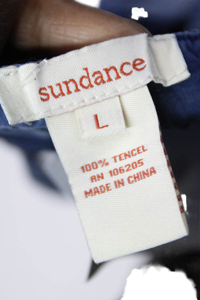 Sundance Women Sundress Blue Tencel Paisley Scoop Neck Midi Sleeveless Size L