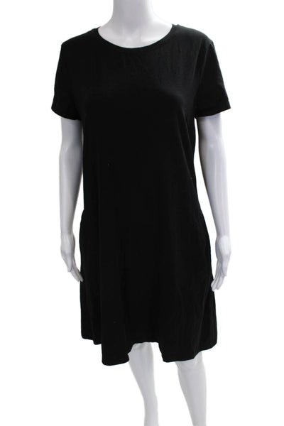 Isaac Mizrahi Women T-Shirt Dress Black Cotton Short Sleeve Round Neck Size S