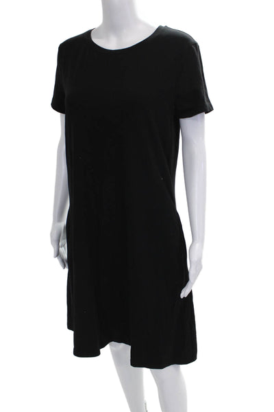 Isaac Mizrahi Women T-Shirt Dress Black Cotton Short Sleeve Round Neck Size S