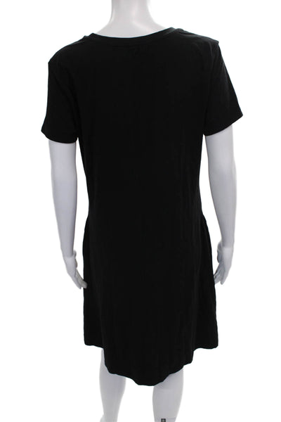 Isaac Mizrahi Women T-Shirt Dress Black Cotton Short Sleeve Round Neck Size S