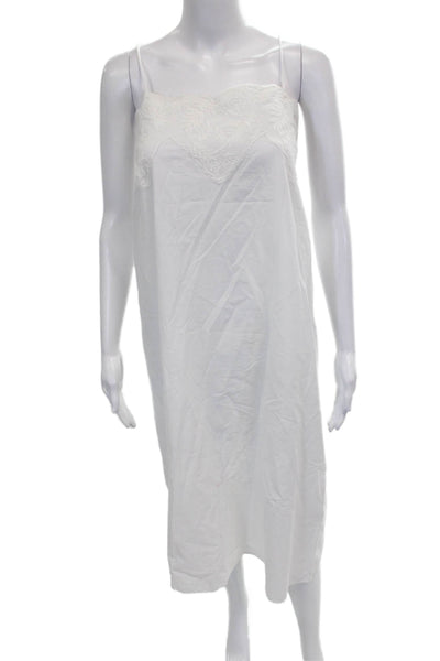 Zara Women Mid-Calf Full Slip Dress White Round Neck Size XL