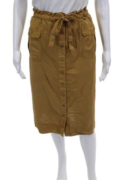 Sundance Womens Brown Linen Cargo Skirt Knee Length Button Size 2XL