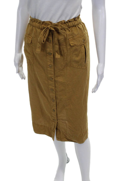 Sundance Womens Brown Linen Cargo Skirt Knee Length Button Size 2XL