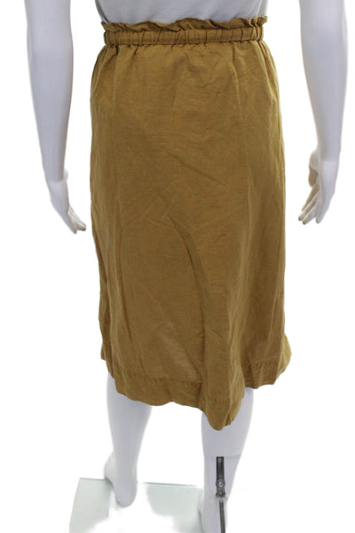 Sundance Womens Brown Linen Cargo Skirt Knee Length Button Size 2XL