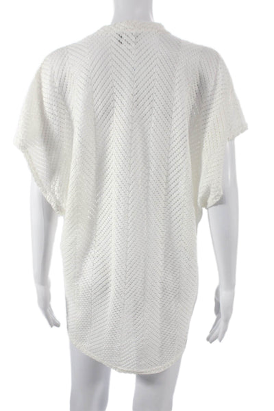Elif For Jordan Taylor Women Tunic Cover Up Chevron V-Neck White Size M