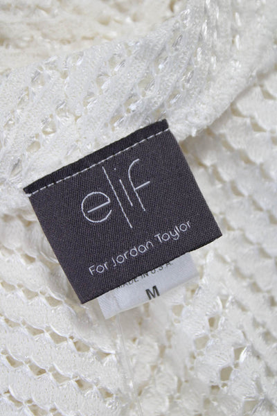 Elif For Jordan Taylor Women Tunic Cover Up Chevron V-Neck White Size M
