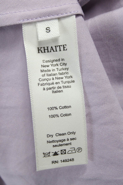 Khaite Women Fit & Flare Dress Purple V Neck Cotton Mid Calf Zip Size S
