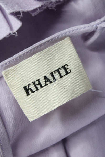 Khaite Women Fit & Flare Dress Purple V Neck Cotton Mid Calf Zip Size S