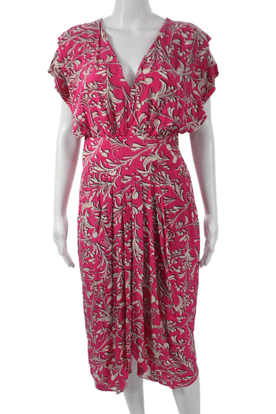 Isabel Marant Etoile Women Fit & Flare Pink Midi V-Neck Dress Size 36