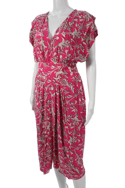 Isabel Marant Etoile Women Fit & Flare Pink Midi V-Neck Dress Size 36