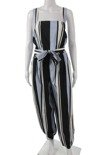 Dolce & Gabbana Women Black Striped Square Neck Sleeveless Jumpsuit Size 46