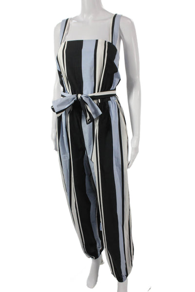 Dolce & Gabbana Women Black Striped Square Neck Sleeveless Jumpsuit Size 46