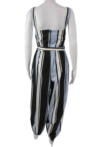 Dolce & Gabbana Women Black Striped Square Neck Sleeveless Jumpsuit Size 46