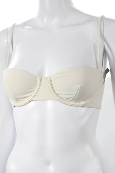J Crew Women Swimwear Bikini Top Ivory Recycled Polyamide Size XS