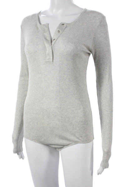 Loulou Studio Women Bodysuit Gray Striped Longsleeve Cotton Size XS