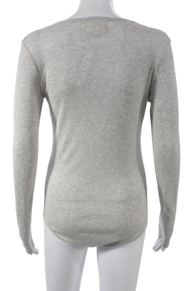 Loulou Studio Women Bodysuit Gray Striped Longsleeve Cotton Size XS