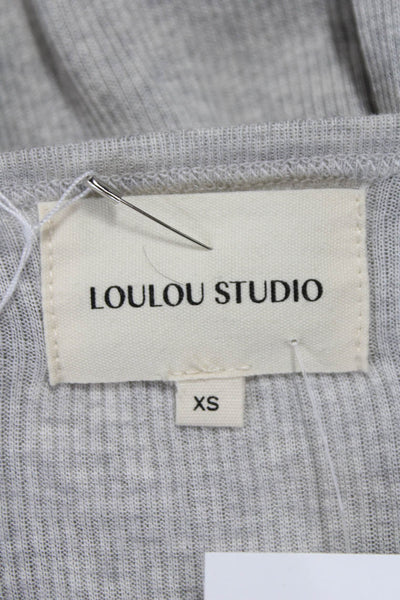 Loulou Studio Women Bodysuit Gray Striped Longsleeve Cotton Size XS