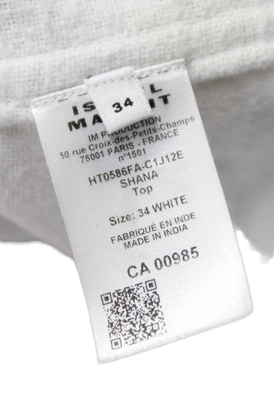 Marant Etoile Womens White Cotton V Neck Tunic 3/4 Sleeve Size 34