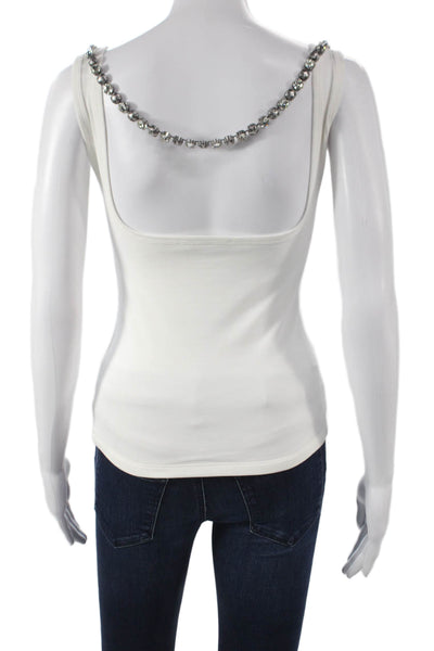 Area Womens Basic Square Neck Tank White Cotton Sleeveless Size XS