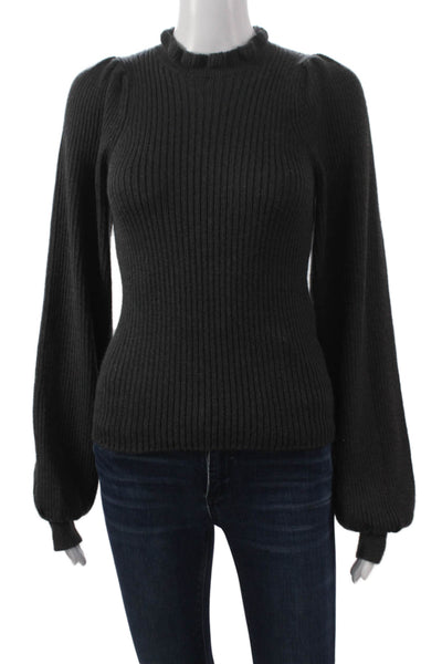 Ulla Johnson Women Pullover Baby Alpaca Mock Neck Long Sleeve Gray Size PP