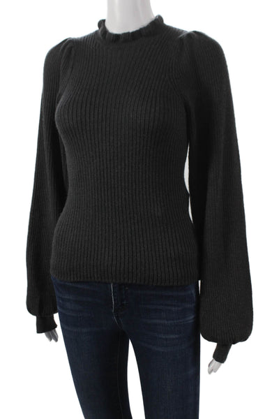 Ulla Johnson Women Pullover Baby Alpaca Mock Neck Long Sleeve Gray Size PP