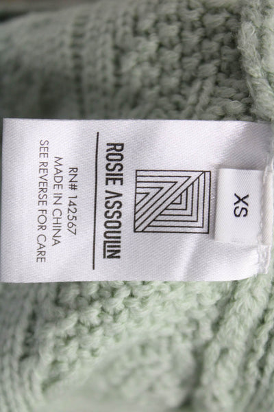 Rosie Assoulin Women Shrug Sweater Green Merino Cable Knit High Neck Size XS