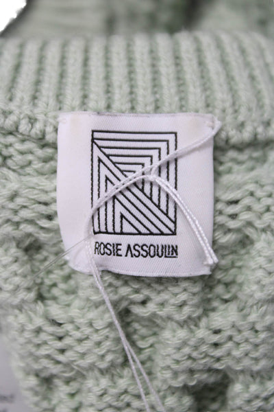 Rosie Assoulin Women Shrug Sweater Green Merino Cable Knit High Neck Size XS