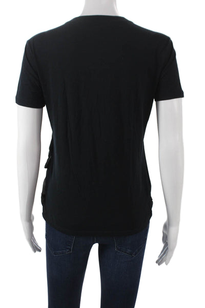 Lanvin Women Basic T-Shirt Black Cotton Round Neck Short Sleeve Size M
