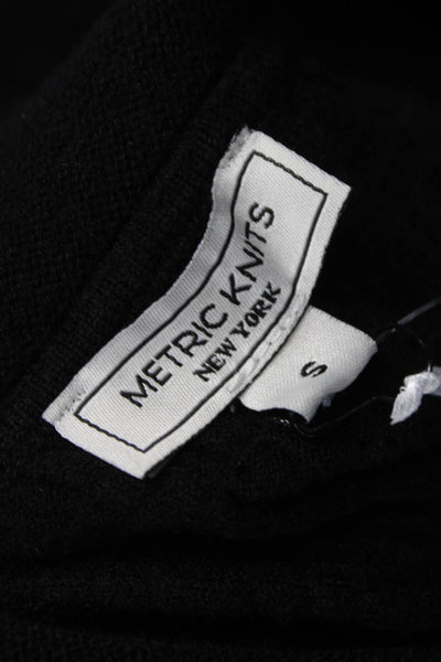 Metric Knits Women Black Rayon Collared Solid Long Sleeve Cardigan Size S