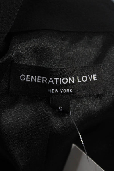 Generation Love Women Black Military Jacket Blazer Long Sleeve Button Size S