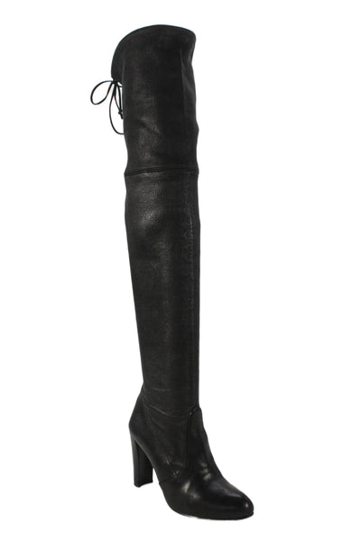 Stuart Weitzman Womens Leather Over The Knee Boots Black Size 5 Medium