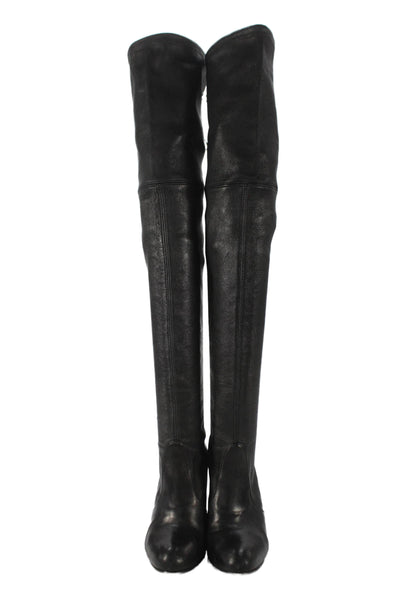 Stuart Weitzman Womens Leather Over The Knee Boots Black Size 5 Medium