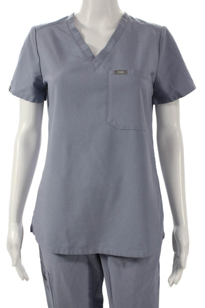 Figs Womens Two Piece Scrub Set Blue V Neck Short Sleeve Polyester Size XS