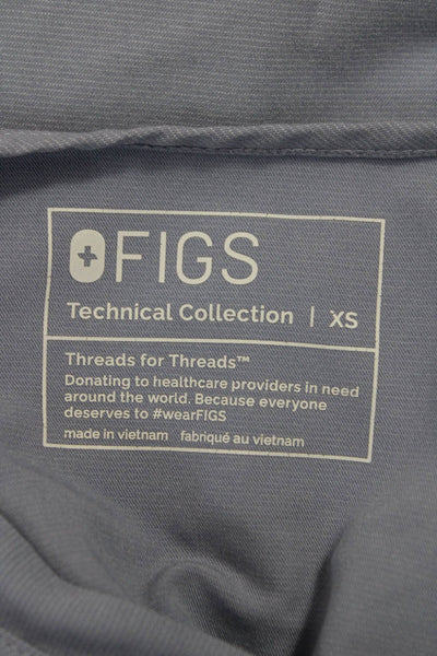 Figs Womens Two Piece Scrub Set Blue V Neck Short Sleeve Polyester Size XS
