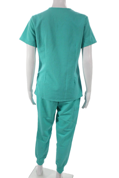Figs Womens Tops Two Piece Scrub Set Green V-Neck Short Sleeve Size XS
