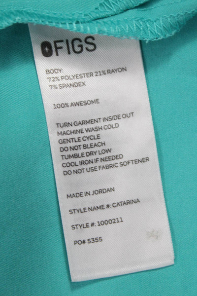 Figs Womens Tops Two Piece Scrub Set Green V-Neck Short Sleeve Size XS