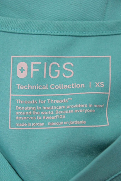 Figs Womens Tops Two Piece Scrub Set Green V-Neck Short Sleeve Size XS