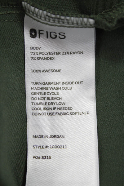 Figs Womens Tops Two Piece Set V-Neck Short Sleeve Green Polyester Size XS